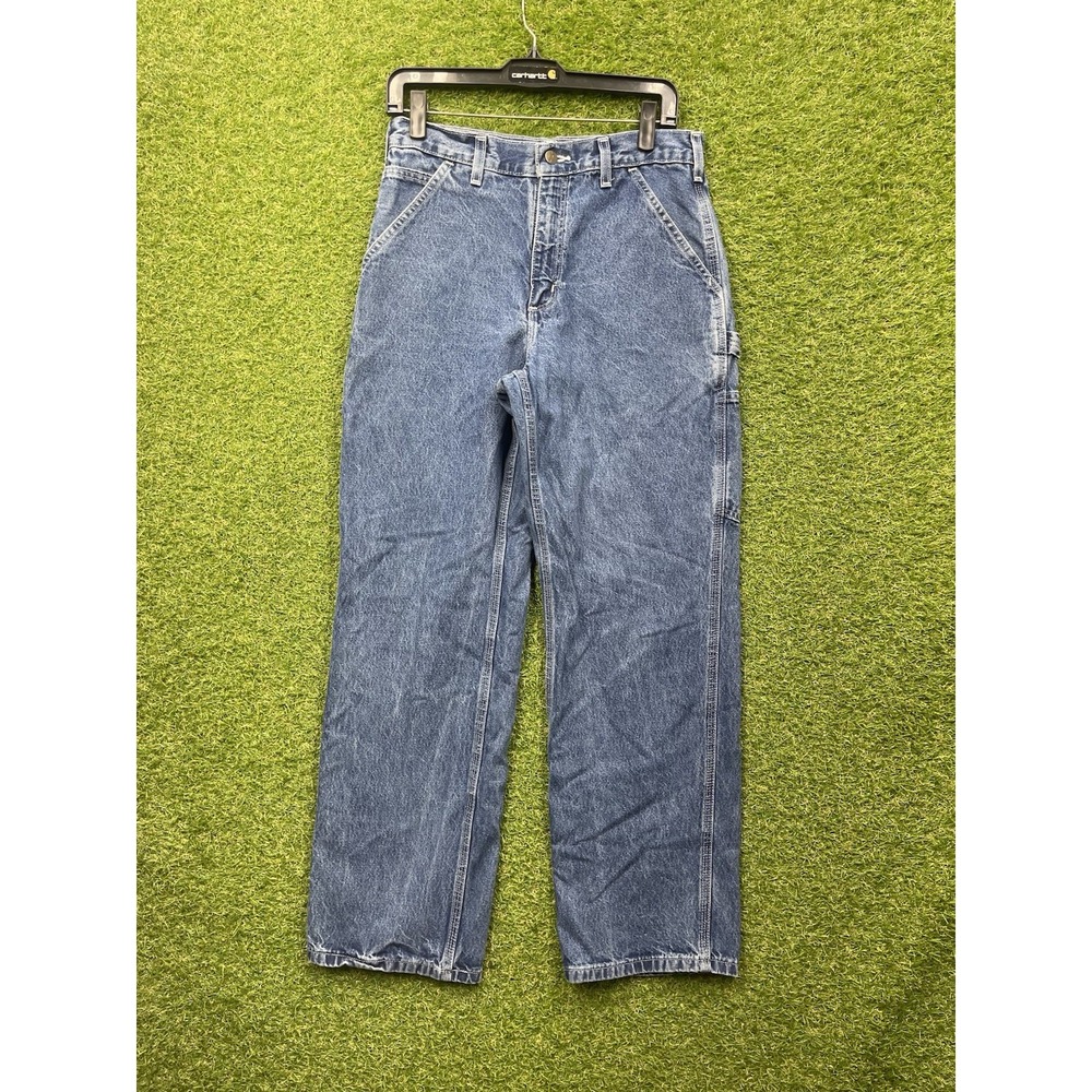 Carhartt Carpenter Jeans Mens 30x30 Blue Original Fit B13-DST Work Hammer Loop